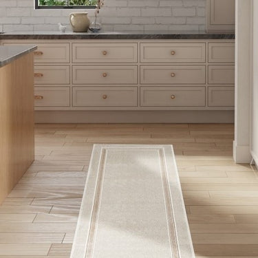 Glitz GLZ08 Classic Frame Border Silky Shimmer Geometric Textured Bordered Hallway Runner Rug