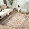 Alia 697GC Short Pile Silky Beige Rose Polypropylene Traditional Floral Bordered Rug - Medium 120x170 cm (4'x5'6")
