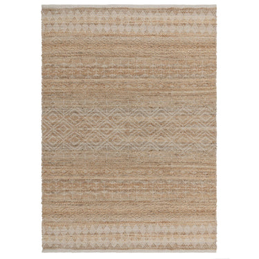 Asher Hand Woven Jute Cotton Tribal Pattern Natural Rug