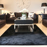 Guru Karma Luxury Silky Black Hand-Loomed Viscose Textured Rug 120x170 cm - Medium 120x170 cm (4'x5'6")