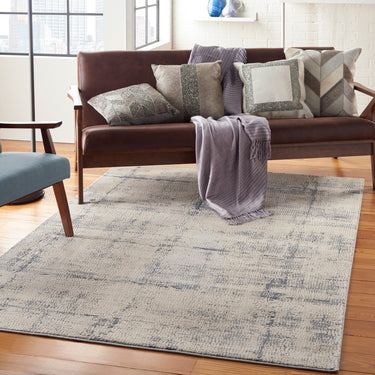 Rustic Textures RUS06 Modern Abstract Rug in Ivory Blue