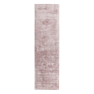 Blade Plain Silky Hand Woven Viscose Soft Shiny Rug Runner in Heather Pink