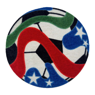 My Nylon Pattern World Cup Football Ball Washable Non-Slip Round Rug 65x65 cm