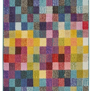 Carnaval CAR103 Vibrant Multi Colours Modern Geometric Squared Pattern Rug by Concept Looms