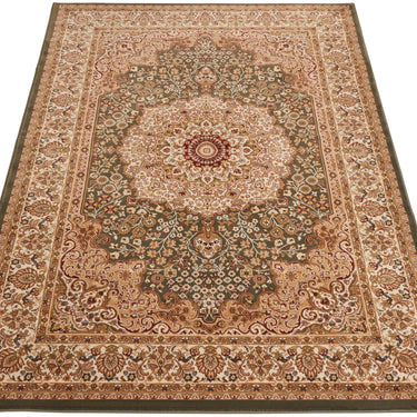 Consept Looms Grand Heritage GH101 Medallion Million Point Classic Green Polypropylene Persian Oriental Rug