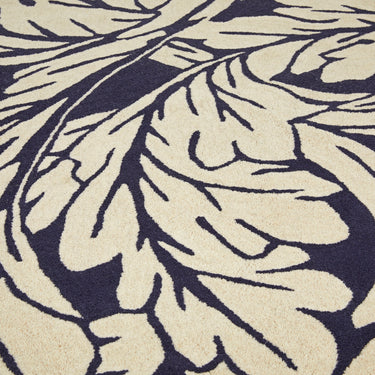 Origins Heritage Pure Damask Tufted Navy Blue Wool Cotton Traditional Floral Round Rug