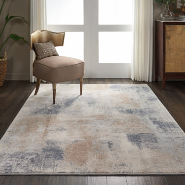 Rustic Textures RUS02 Modern Abstract Rug in Ivory Beige Grey