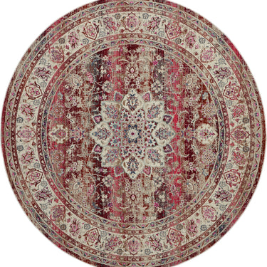 Nourison Vintage Kashan VKA01 Traditional Rug Bedroom Living Room Oriental Classic Round Rug in Red