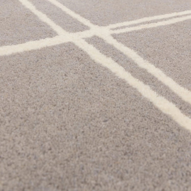 Asiatic London Albany Grid Checkered Lines Silver Grey Wool Traditional Geometric Checked Rug