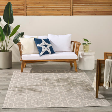 Horizon Classic Trellis HOZ01 Grey By Indoor Outdoor Polypropylene Geometric Textured Rug - Extra Extra Large 305 x 427 cm (10'x14')