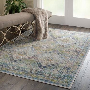Nourison Ankara Vintage Antique Traditional ANR07 Rug Runner Round in Blue Green