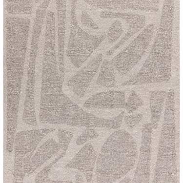 Loxley Bohomian Modern Abstract Hand Woven Wool Rug in Stone Grey
