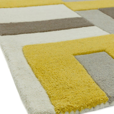 Asiatic London Matrix Code Yellow Multi Tufted Wool Viscose Geometric Textured Rug 160x230 cm