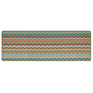 My Mat Stain Resistant Washable Home Entrance, Kitchen, Hallway, Entryway Non-Slip Rug Candy Zigzag in Multi Green