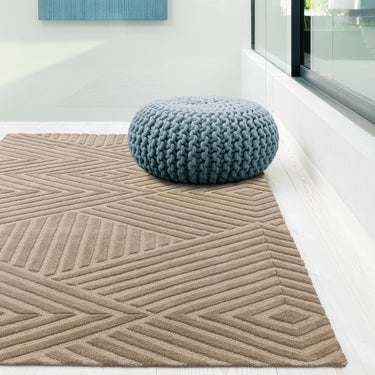 Hague Modern Hand Made Wool Rug in Taupe
