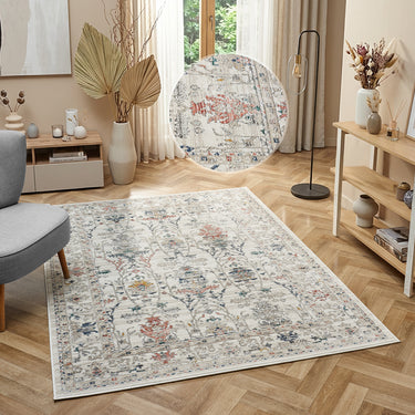 URCO Nova Luca Cream Polypropylene Traditional Vintage Bordered Rug