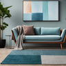 Blox Teal Hand Made Wool Geometric Blocks Rug - Medium 120x170 cm (4'x5'6")
