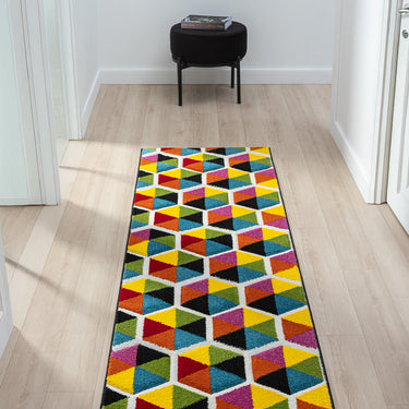 Spectra Sanibel Bright Multi Coloured Polypropylene Geometric Textured Rug - Runner 66x230 cm (2'5"x7'7")