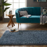 Esselle Larissa Blue Washable Non-Slip Polypropylene Shaggy Rug - Small 80x120 cm (2'6"x4')