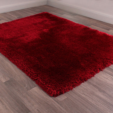 Mayfair Modern Plain High Pile Luxurious Shaggy Rug in Red