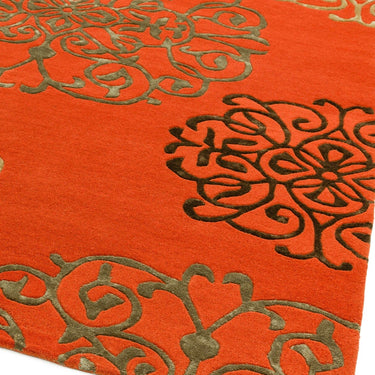 Asiatic London Matrix Tanngier Terracotta Orange Moorish Design Tufted Wool Moroccan Traditional Geometric Rug