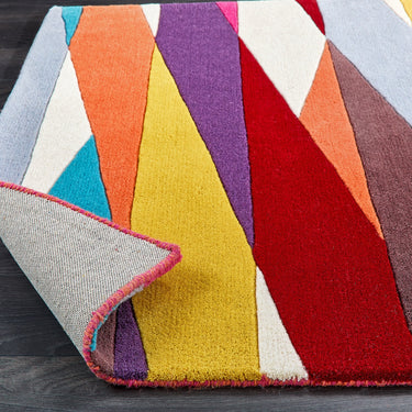 Shard Modern Geometric Hand Woven Carved Wool Vibrant Multi Colours Rug