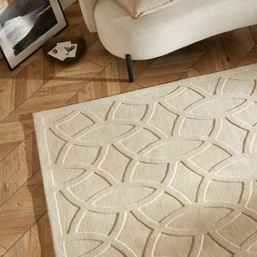 Priory PRI101 Geometric 100% Pure New Zealand Wool Hand Made Ivory Rug by Sarah Gare
