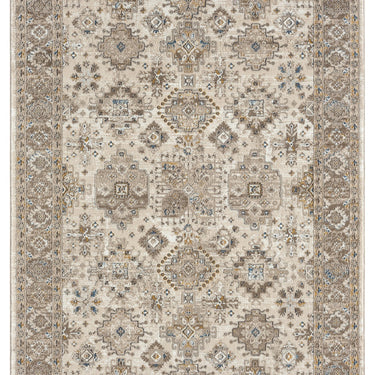 URCO 550AQ Classic Cream Light Brown Traditional Vintage Textured Bordered Hallway Runner Rug