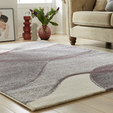Consept Looms Somerset SOM103 Waves Pattern Plum Polypropylene Traditional Abstract Rug