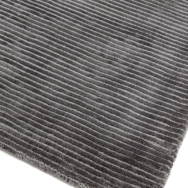 Bellagio Modern Plain Loop Striped Shiny Viscose Hand Woven Zinc Grey Rug in Medium 120x180 cm (4'x6')