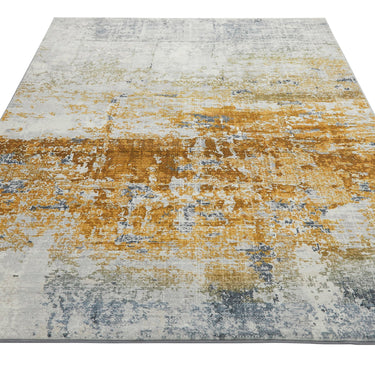 Consept Looms Lux LUX09 Machine Ivory Gold Washable Non-Slip Abstract Geometric Rug