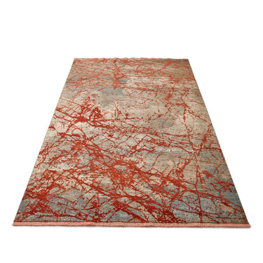 Emerald EMR101 Rug Modern Abstract Silky Rug in Orange