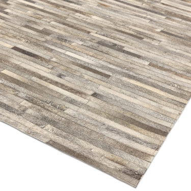 Gaucho Hand Woven Real Cow Hide Sheepskin Patchwork Chevron Beige Light Grey Rug in 160 x 230 cm