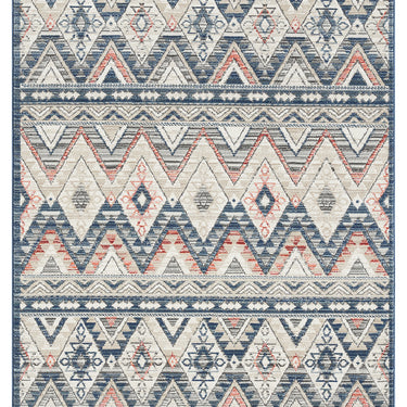 Delta Omega Navy Bohomian Tribal Geometric Motifs Rug