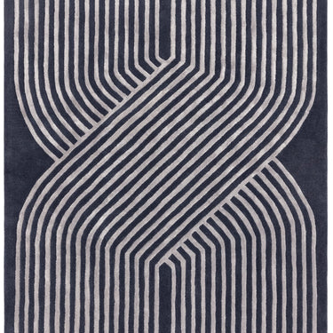 Asiatic London Matrix Solstice MAX97 Viscosesoft Silky Navy Blue Hand-Carved Wool Abstract Rug