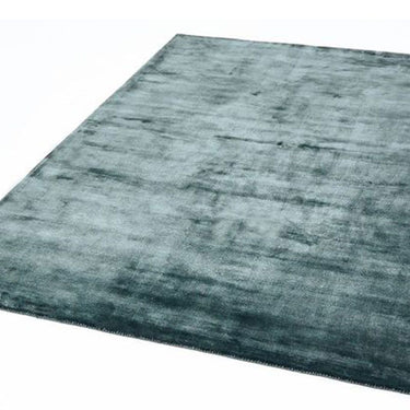 Katherine Carnaby Chrome Hand Made Rug Modern Plain Viscose Silky Shiny Luxurious Petrol Blue Rug
