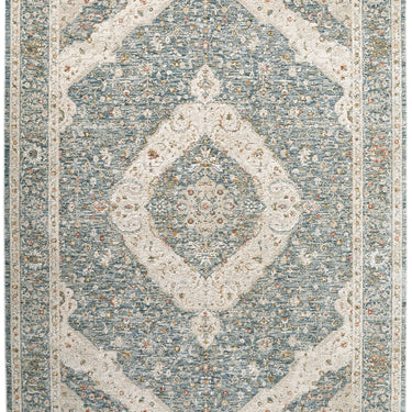 Comila COM102 Classic Design Light Blue Traditional Floral Bordered Medallion Rug