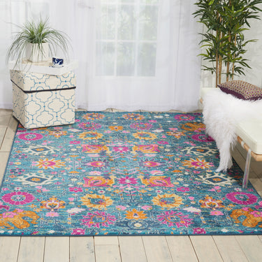 Nourison Passion PSN01 Floral Persian Rug in Denim