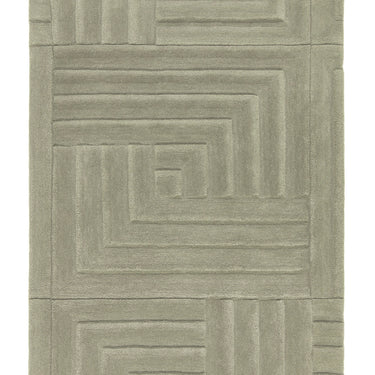 Origin Maze Rug Soft Wool Linear Geometric Rug in Olive Green Extra Large Size 200x290 cm