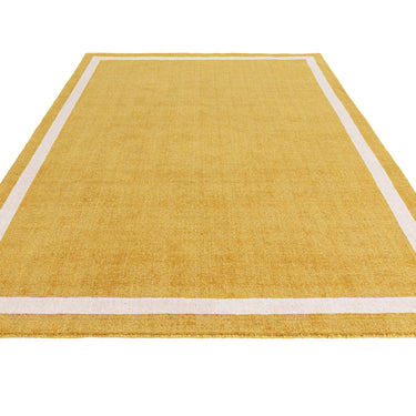 Asiatic London Albi Ochre Yellow Border Classic Pure Wool Bordered Modern Rug
