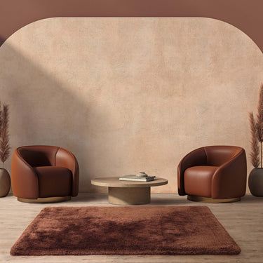 Plush Plain Shaggy High Pile Thick Silky Fluffy Soft Hand Woven Copper Rug - Medium 120x170 cm (4'x5'6")