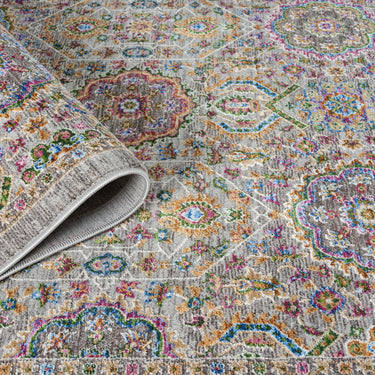 Soujorn Drum Modern Traditional Bordered Floral Vintage Rug, Runner in Multi Coloured