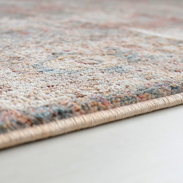 Alia 524AK Short Pile Beige Blue Polypropylene Traditional Floral Rug