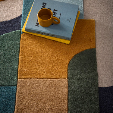 Origins Retro Deco Tufted Multicolour Wool Rug