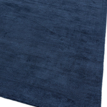 Reko Modern Contemporary Plain Hand Woven Viscose Silky Navy Blue Rug