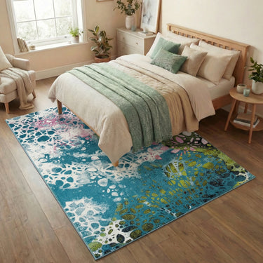 Consept Looms Art103 Blue Pictorial Pop Multicoloured Polypropylene Abstract Floral Rug