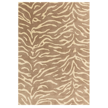 Tigra Wild Safari Animal Pattern Sand Beige Hand-Woven Hand-Carved Wool Cotton Rug