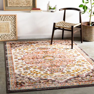 Ankara AKR2331 Antique Pink Multi Polypropylene Oriental Traditional Vintage Rug