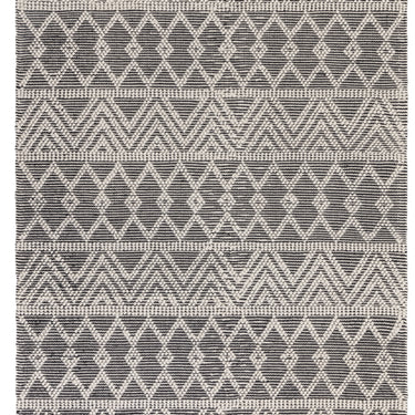 Asra Bohomian Hand Woven Wool Fringed Tribal Black Rug