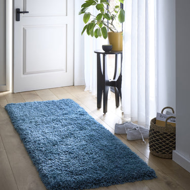 Chicago Shaggy Modern Plain Rug Hallway Runner Circle in Dark Teal